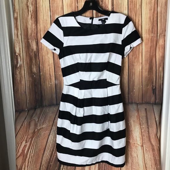 H&M | Dresses | Hm Black And White Striped Dress | Poshmark